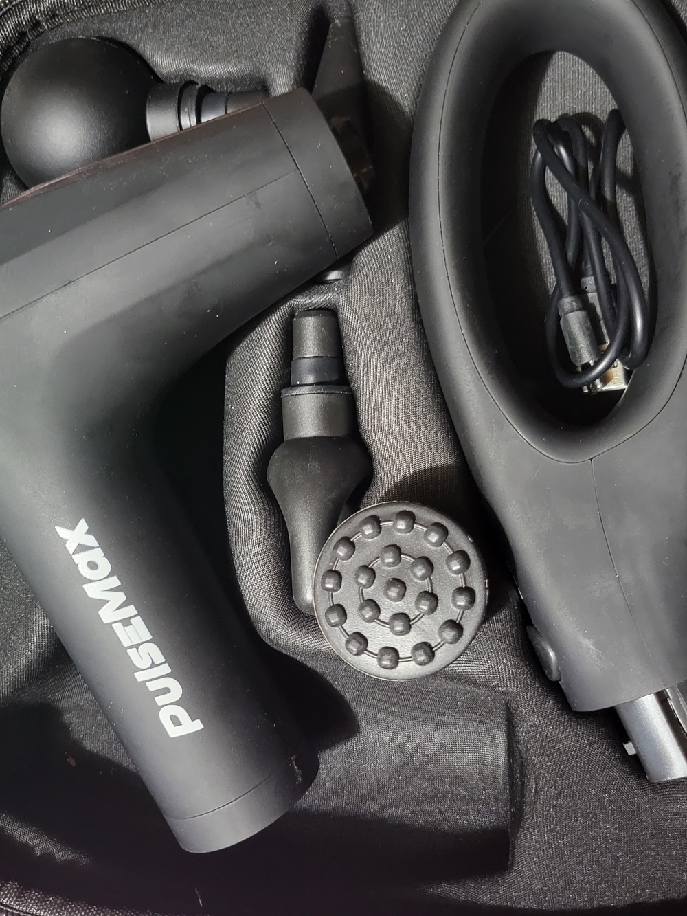 Pulisemax Black Percussion Massage Gun with Multiple Heads